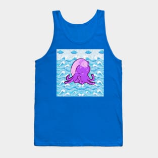 funny octopus swims in water Tank Top
